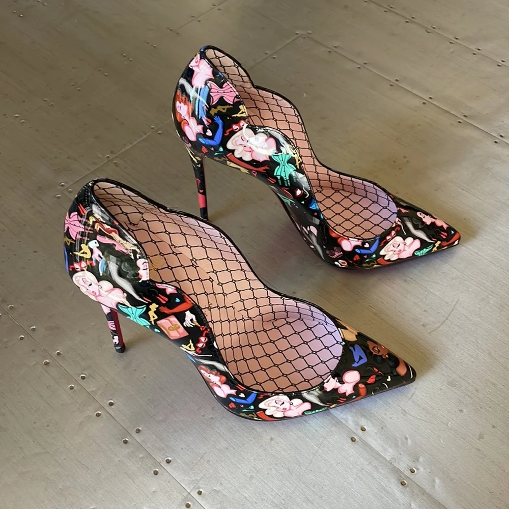christian louboutin hot chick black patent poupee stiletto 100mm sz 38
